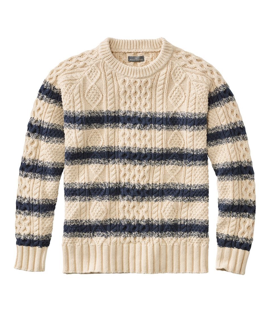 Men's Signature Cotton Fisherman Sweater, Crewneck, Stripe | L.L. Bean