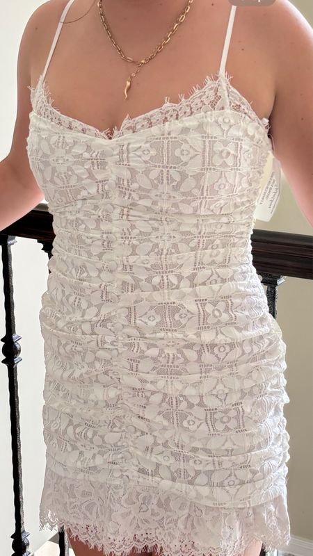 Creamish, white lace fitted dress, perfect for graduation or special events
Graduation dress  
Rehearsal dinner dress

#LTKSeasonal #LTKwedding #LTKstyletip