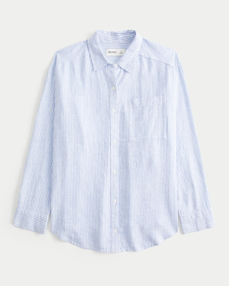 Women's Oversized Linen-Blend Shirt from Hollister | Hollister (US)