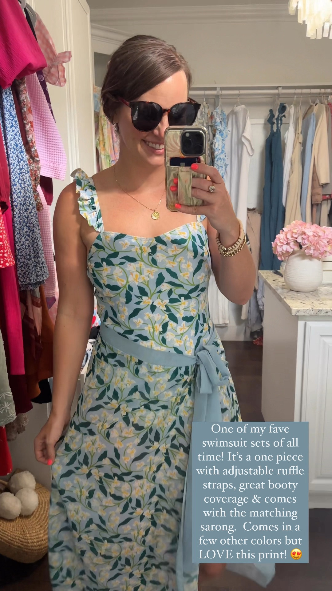 One of my fave swimsuit sets of all time!! This gorgeous Amazon find has great booty coverage, adjustable ruffle straps & comes with this matching sarong coverup. Comes in several prints but I thought this one was GORGEOUS!!! 

#LTKSeasonal #LTKVideo #LTKSwim