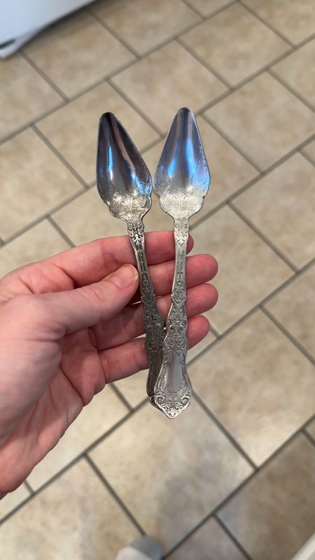 Thrifted two antique Alhambra fruit spoons. I only polished the one so far. I’ve discovered I really enjoy polishing silver 🫧 

#LTKhome #LTKfindsunder50 #LTKfindsunder100