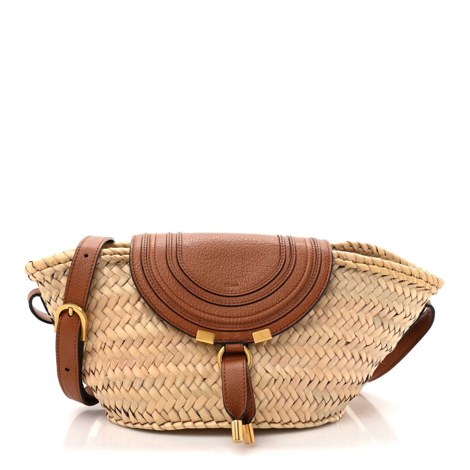 Raffia Calfskin Marcie Basket Tan | FASHIONPHILE (US)