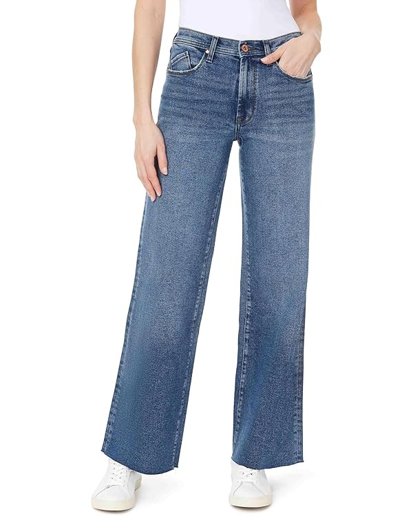 kensie Jeans for Women The Kaya Vintage Straight High-Rise Wide Leg Raw Hem 32-Inch Inseam, Size ... | Amazon (US)