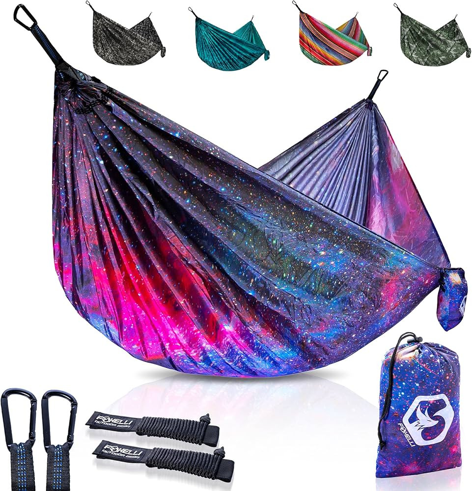 Foxelli Camping Hammock – Lightweight Parachute Nylon Portable Hammock with Tree Ropes and Cara... | Amazon (US)