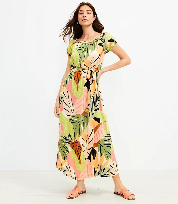 Palm Off The Shoulder Maxi Dress | LOFT | LOFT