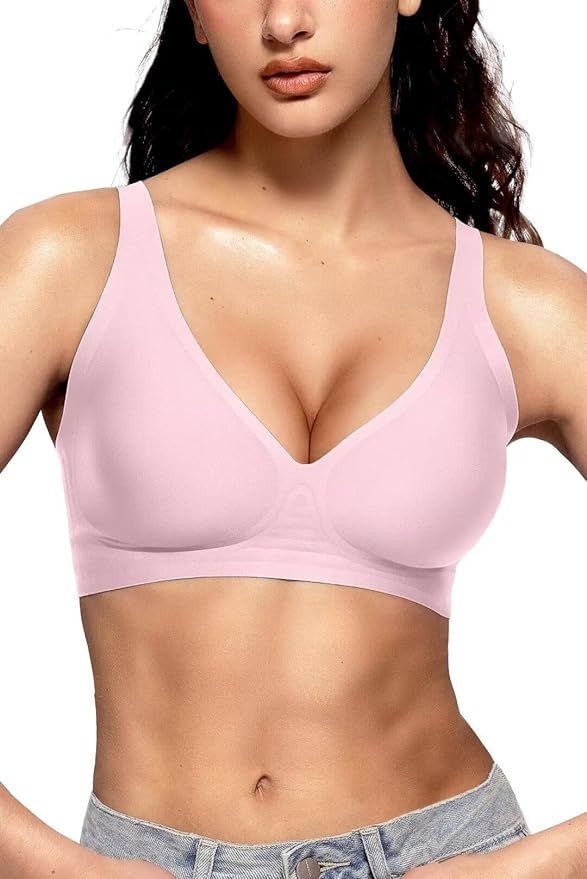 Vertvie Womens Wireless Seamless Bras Deep V No Underwire Push Up Bras Supportive Full Coverage B... | Amazon (US)