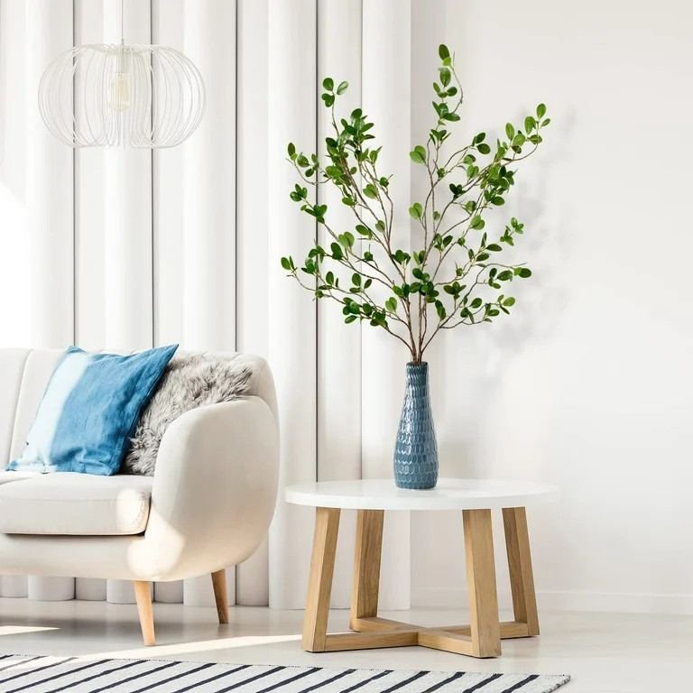 TETOU 4pcs Artificial Ficus Branches 43" Faux Leaf Spray Green Eucalytus Greenery Stems Home Offi... | Walmart (US)