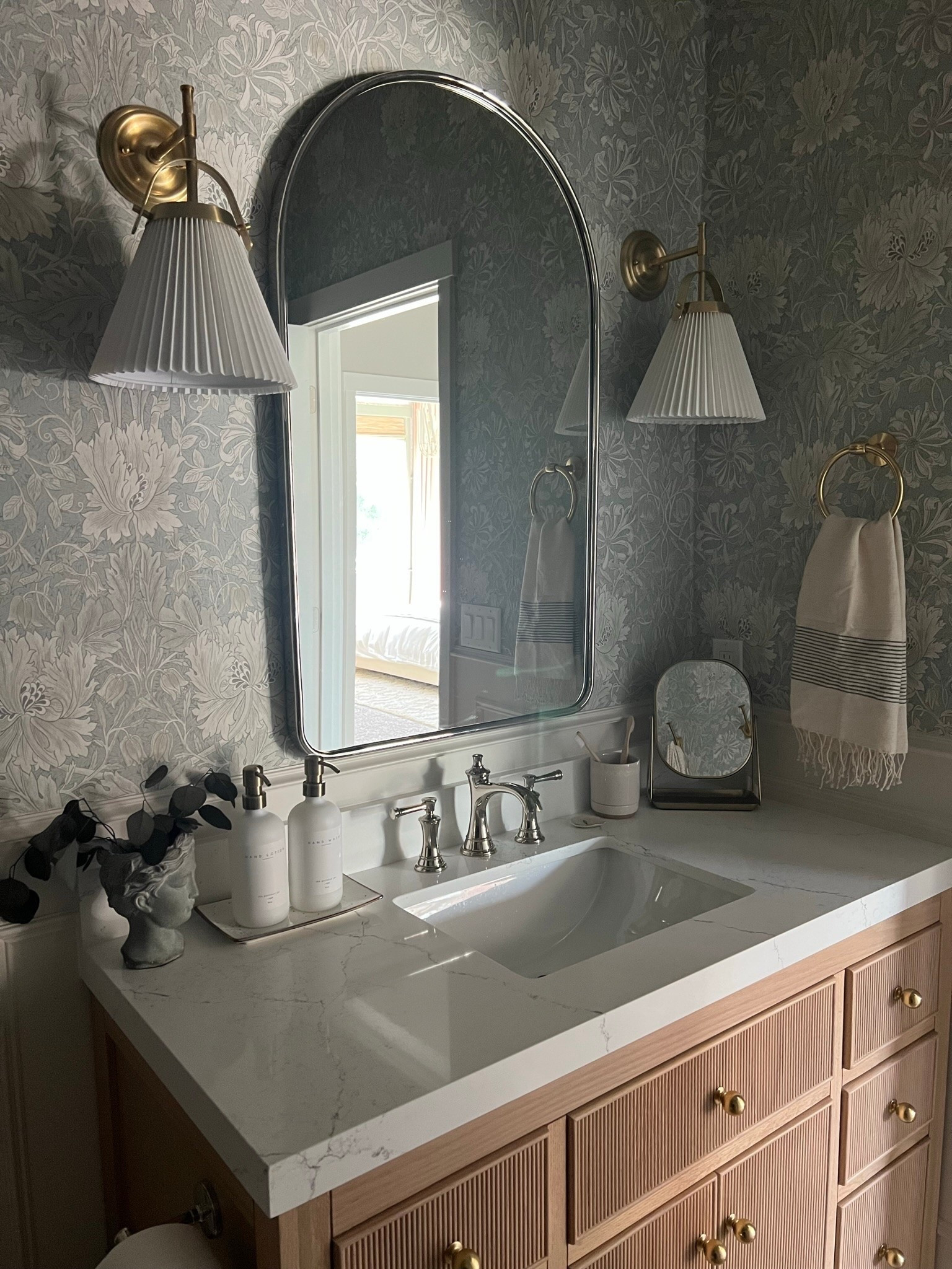 The prettiest bathroom details ✨ I love mixing metals, subtle patterns, and warm woods. 🤎

#LTKHome