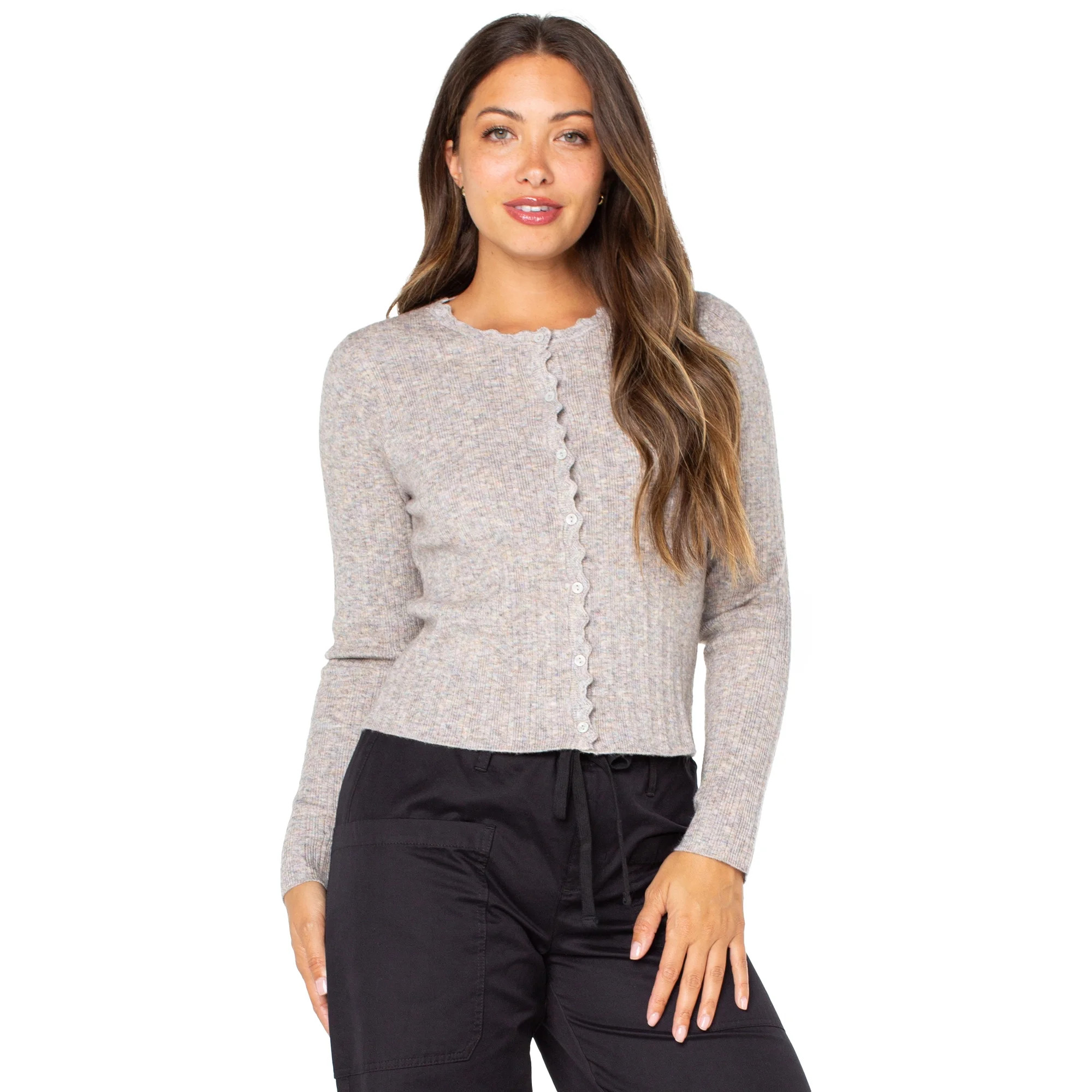 Celebrity Pink Women's Crew Neck Cardigan Top, Sizes XS-XXXL - Walmart.com | Walmart (US)