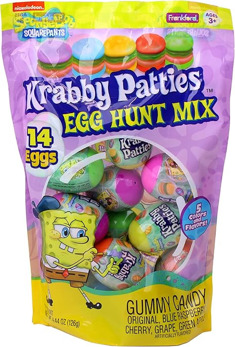 Spongebob SquarePants Gummy Candy Krabby Patty 14 Count Prefilled Plastic Easter Eggs Hunt Mix, 4... | Amazon (US)
