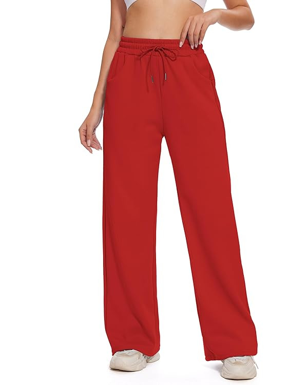 M MOTEEPI Women Sweatpants Wide Leg 30" Lounge Sweat Pants Casual Baggy Trousers with Elastic Wai... | Amazon (US)