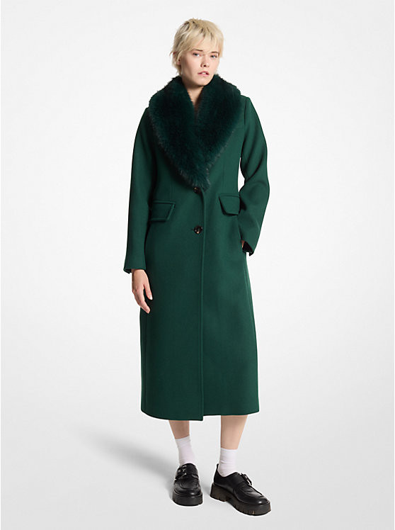 Faux Fur Collar Wool Blend Coat | Michael Kors US