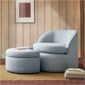 Emma Chamberlain Upholstered Chair &amp; Ottoman Set | West Elm (US)