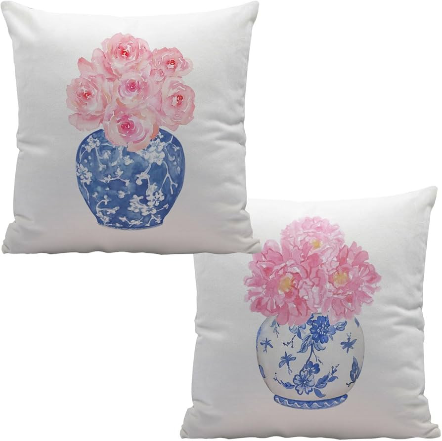 Blue and White Pillow Covers, Chinoiserie Pillow Cover, Chinoiserie Decor, Blue Throw Pillows for... | Amazon (US)