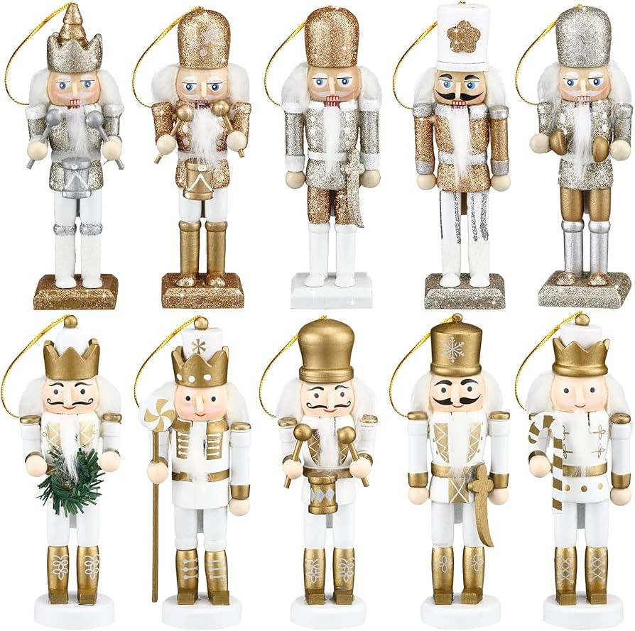 10 Pcs Christmas Nutcracker Ornaments Wooden Nutcracker Hanging Decorations 5 Inch Tall Nutcracke... | Amazon (US)