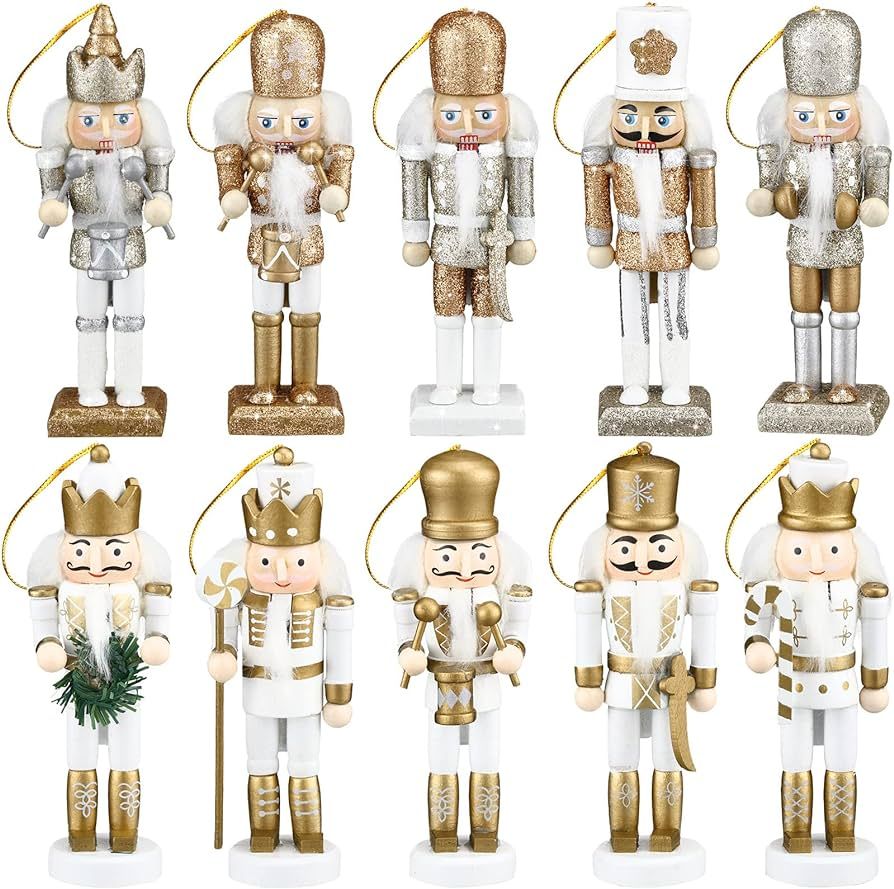 10 Pcs Christmas Nutcracker Ornaments Wooden Nutcracker Hanging Decorations 5 Inch Tall Nutcracke... | Amazon (US)