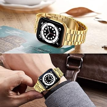 MioHHR Solid Stainless Steel Band Compatible with Apple Watch 45mm 44mm 42mm 41mm 40mm 38mm, Meta... | Amazon (US)