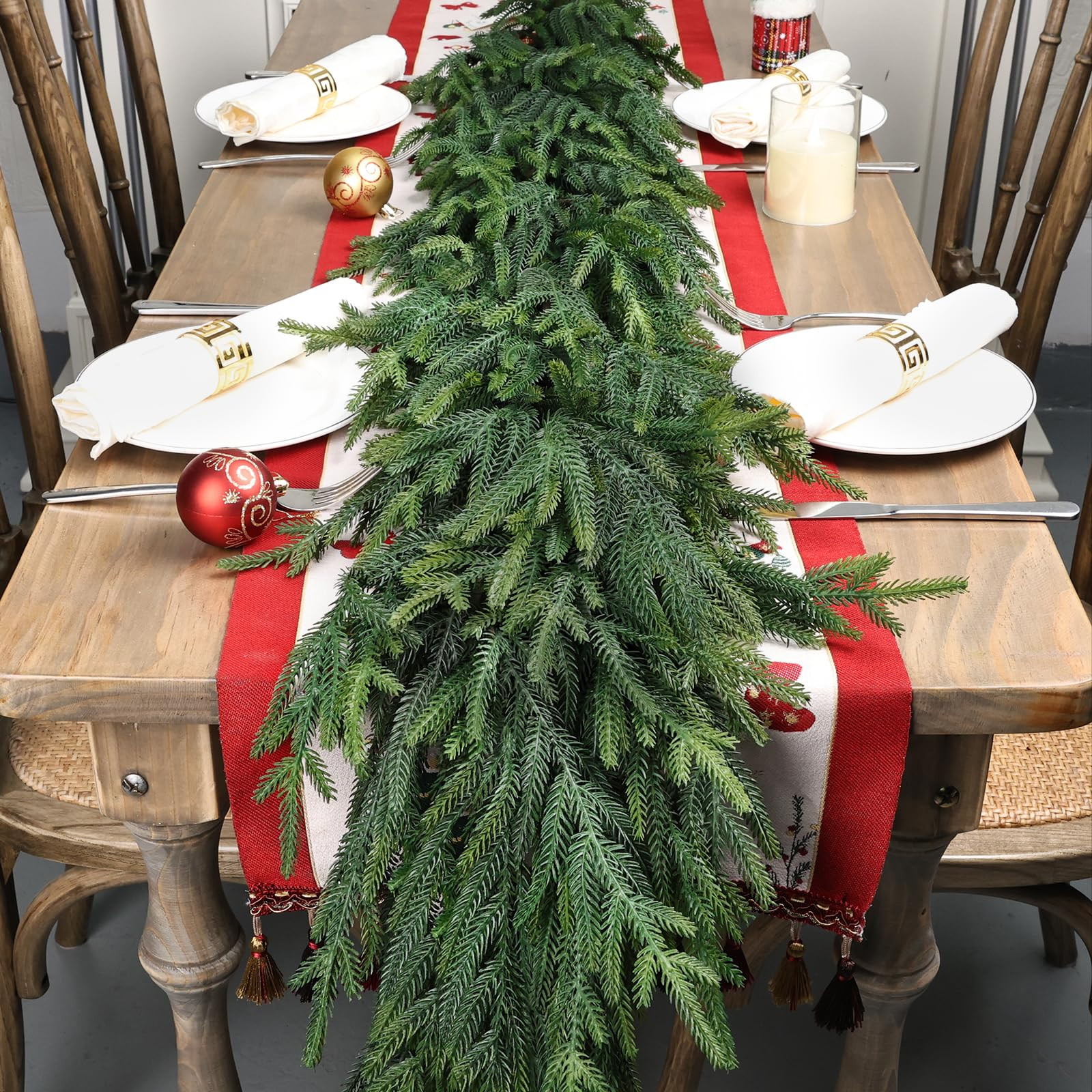 Artgar 12Ft (2 * 6ft) Christmas Pine Garland, 2 Pcs Real Touch Pine Garland, Artificial Realistic... | Amazon (US)