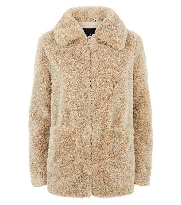 Camel Patch Pocket Teddy Coat | New Look | New Look (UK)