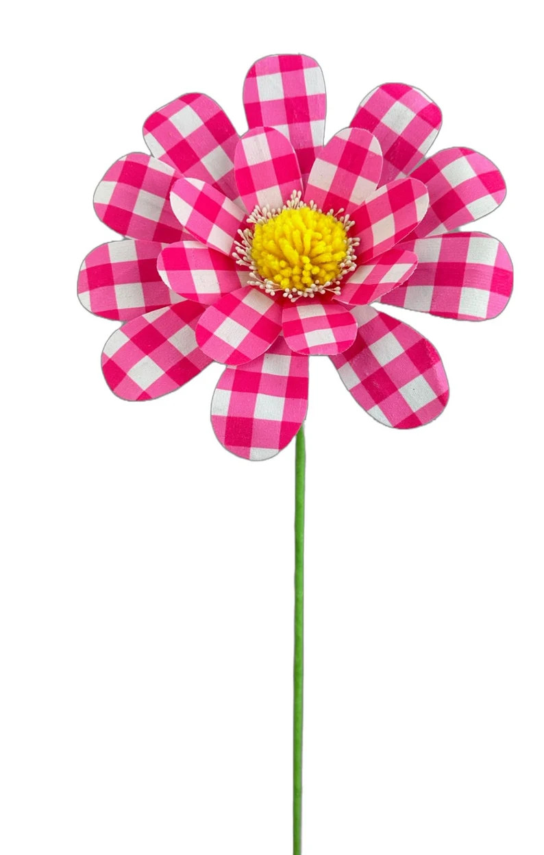 Sunflower Gingham Hot Pink and White, 28 L X 8dia Hot Pink Daisy, Country Farmhouse Floral, Summe... | Etsy (US)