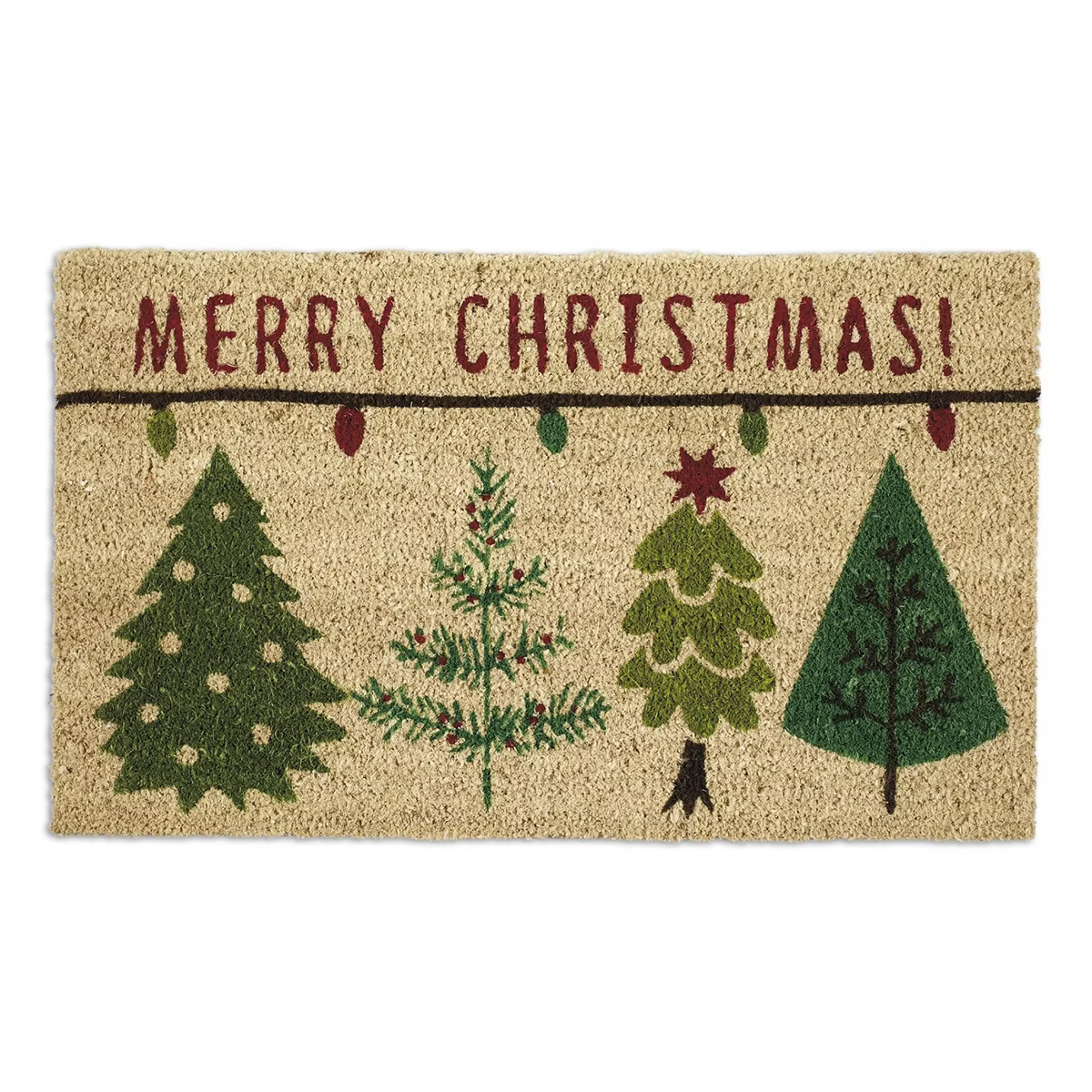 Design Imports Christmas Natural Coir Fiber Doormat, Non-Slip PVC Backing, Merry Christmas Trees | Target