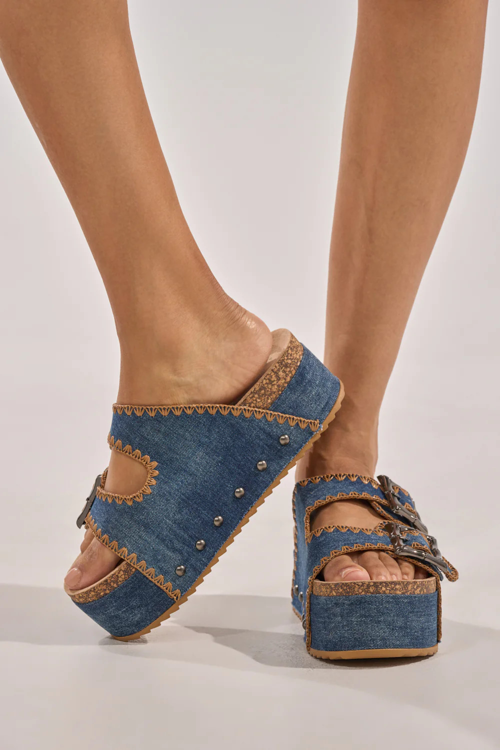 AZALEA WANG OHKAY DENIM FLAT PLATFORM SANDAL | AKIRA