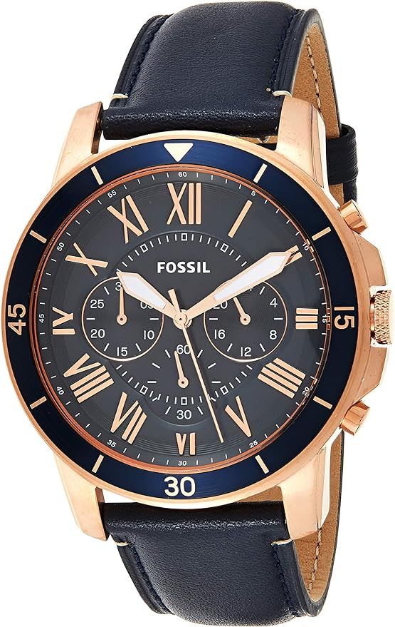 Fossil Men's Grant Sport Stainless Steel and Leather Chronograph Quartz Watch | Amazon (US)