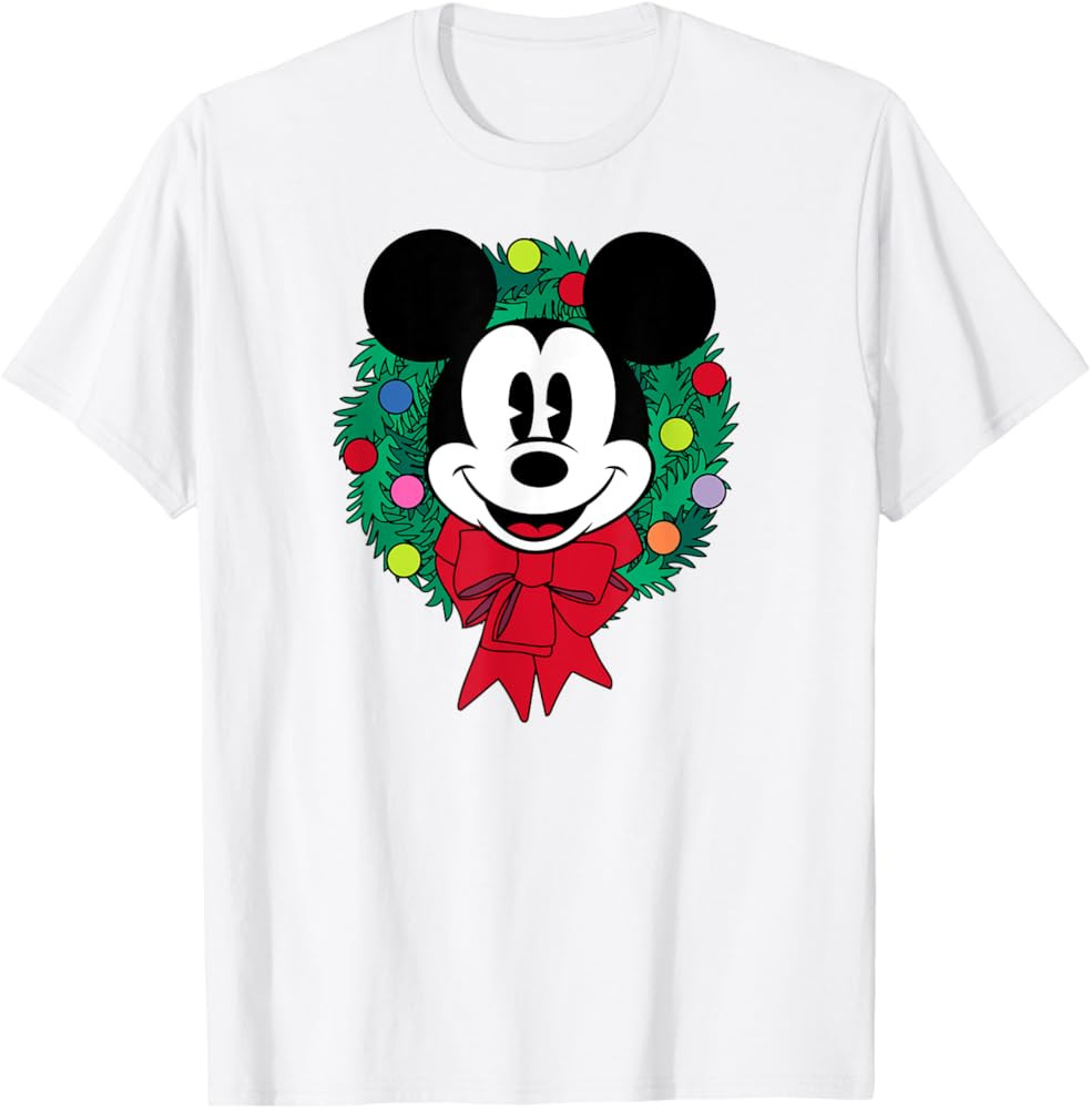 Amazon Essentials Men's Mickey Mouse Festive Holiday Christmas Wreath T-Shirt, Blue, Small | Amazon (US)