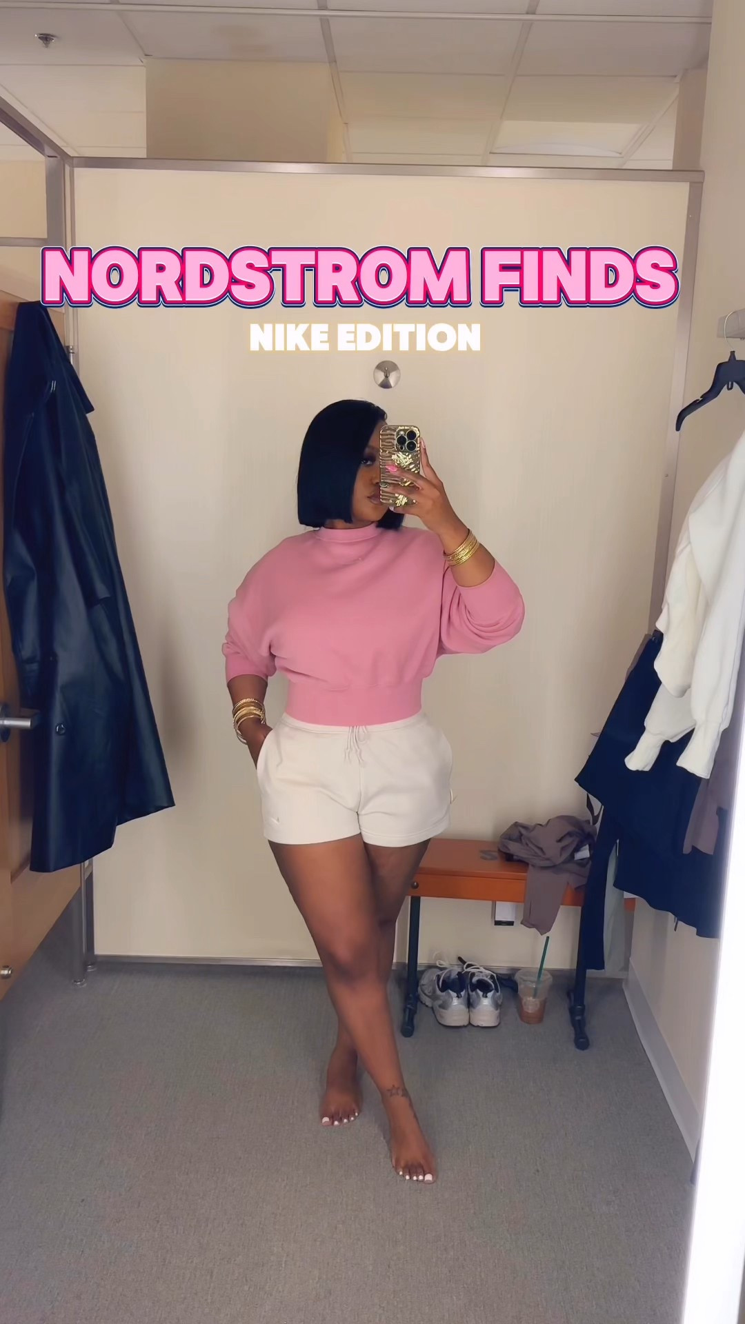 Nordstrom Nike Finds- I linked the pieces from both Nordstrom + The Official Nike site below, All colors are available on Nordstrom at the time I am typing this lol, just choose from the different color options, when choosing your items. I am wearing a size small in the pink sweatshirt and a size Medium in everything else. For the bra, I ordered my normal size. The jacket is a snug fit and the shorts are regular loose fit, size up for a loose fit.

#LTKPetite #LTKSpringSale #LTKStyleTip