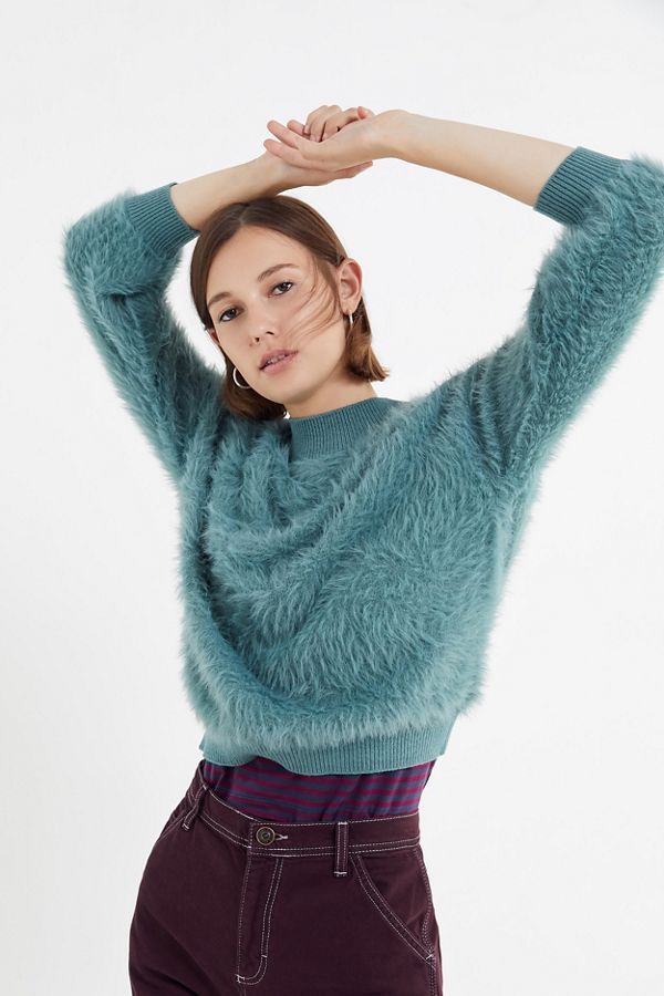UO Sweet As A Peach Fuzzy Mock-Neck Sweater | Urban Outfitters (US and RoW)