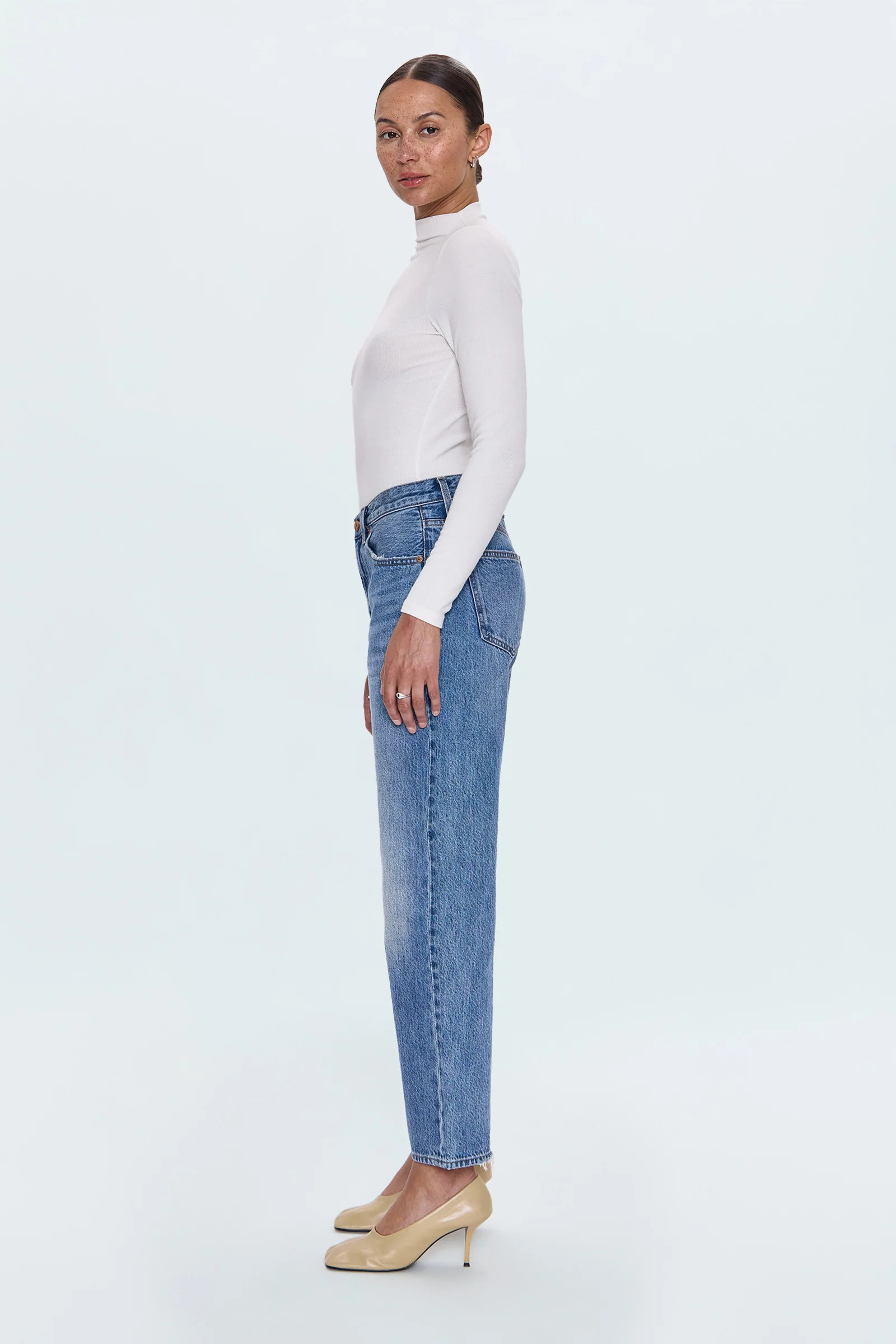 Lexi Mid Rise Bowed Straight Jean - Metropolis | Pistola Denim
