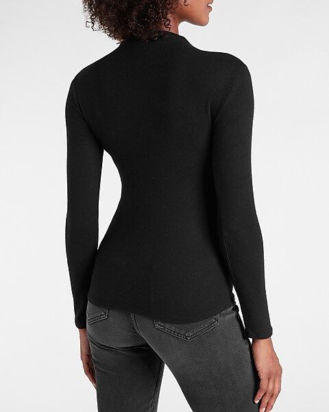 Cozy Fitted Long Sleeve Mock Neck Tee | Express