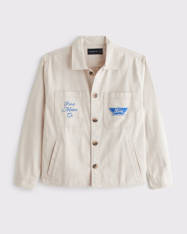 Twill Graphic Shirt Jacket | Abercrombie & Fitch (US)