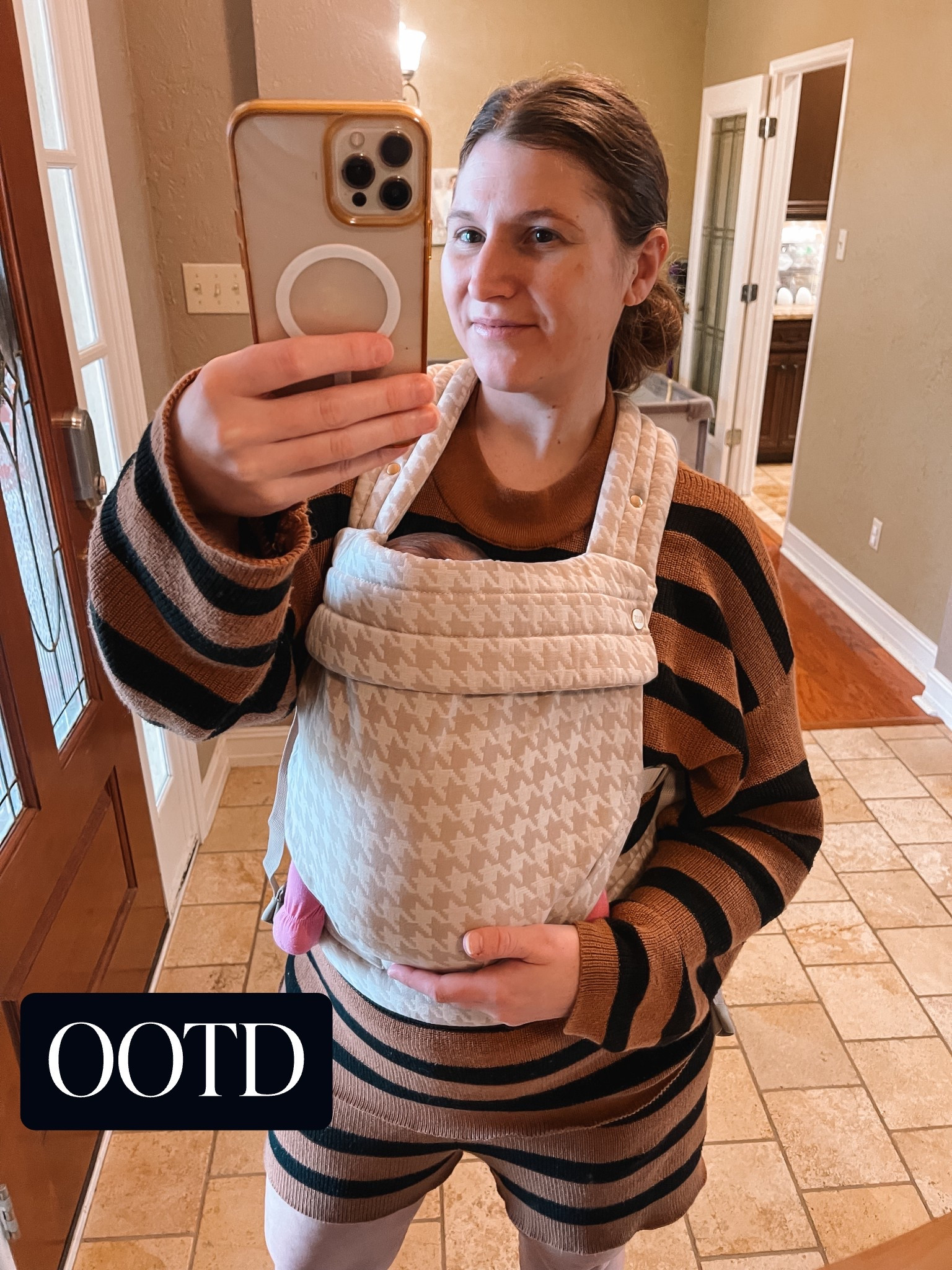 Monday stay at home mom ootd • Amazon sets • postpartum outfit • easy outfit • casual style • toddler mom • newborn mom• baby carrier 

in a size large! 

#LTKMidsize #LTKStyleTip #LTKBump