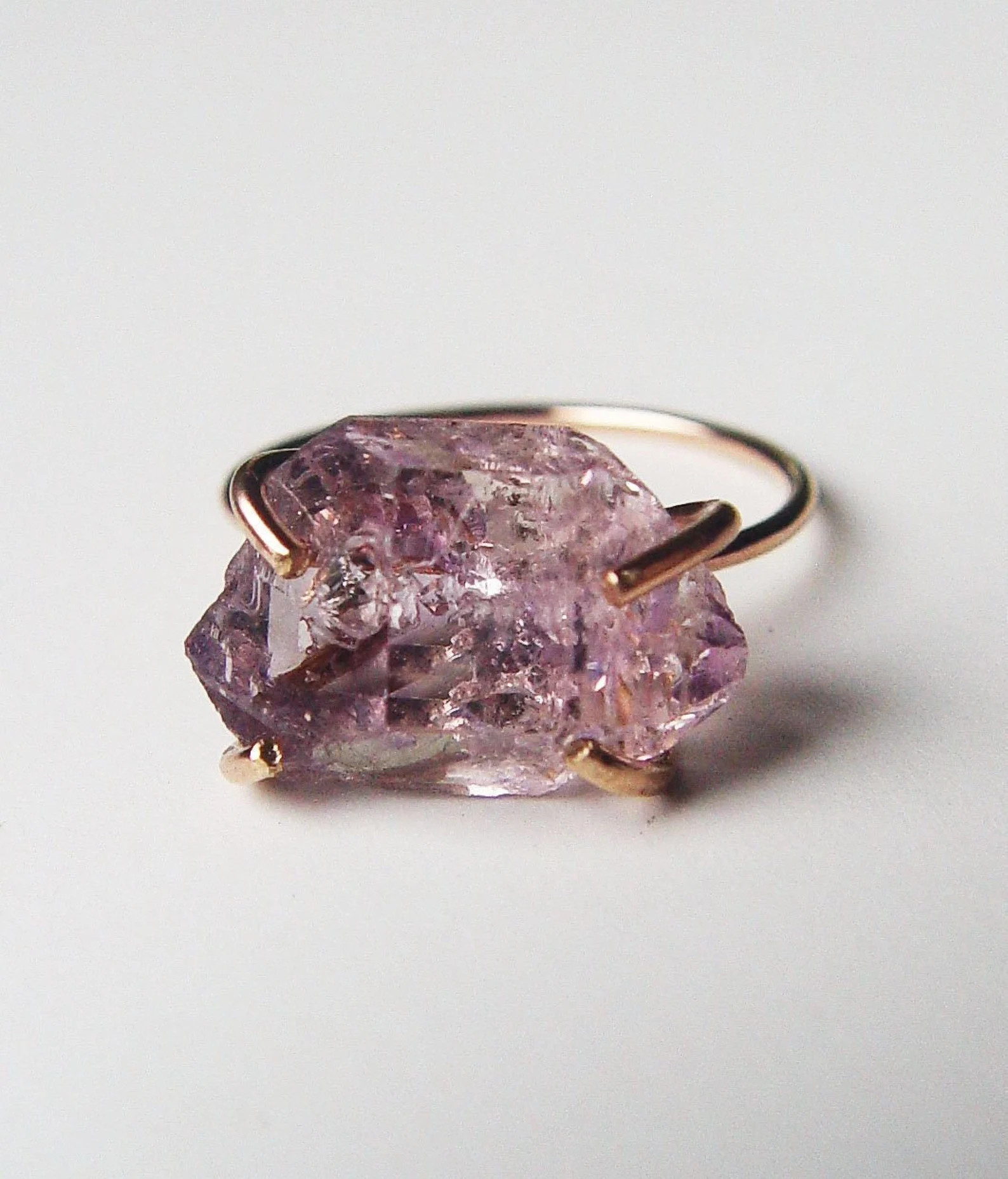 Raw Vera Cruz Amethyst Herkimer Crystal Ring: 14k Gold Filled Boho Engagement Jewelry | Etsy (Global)