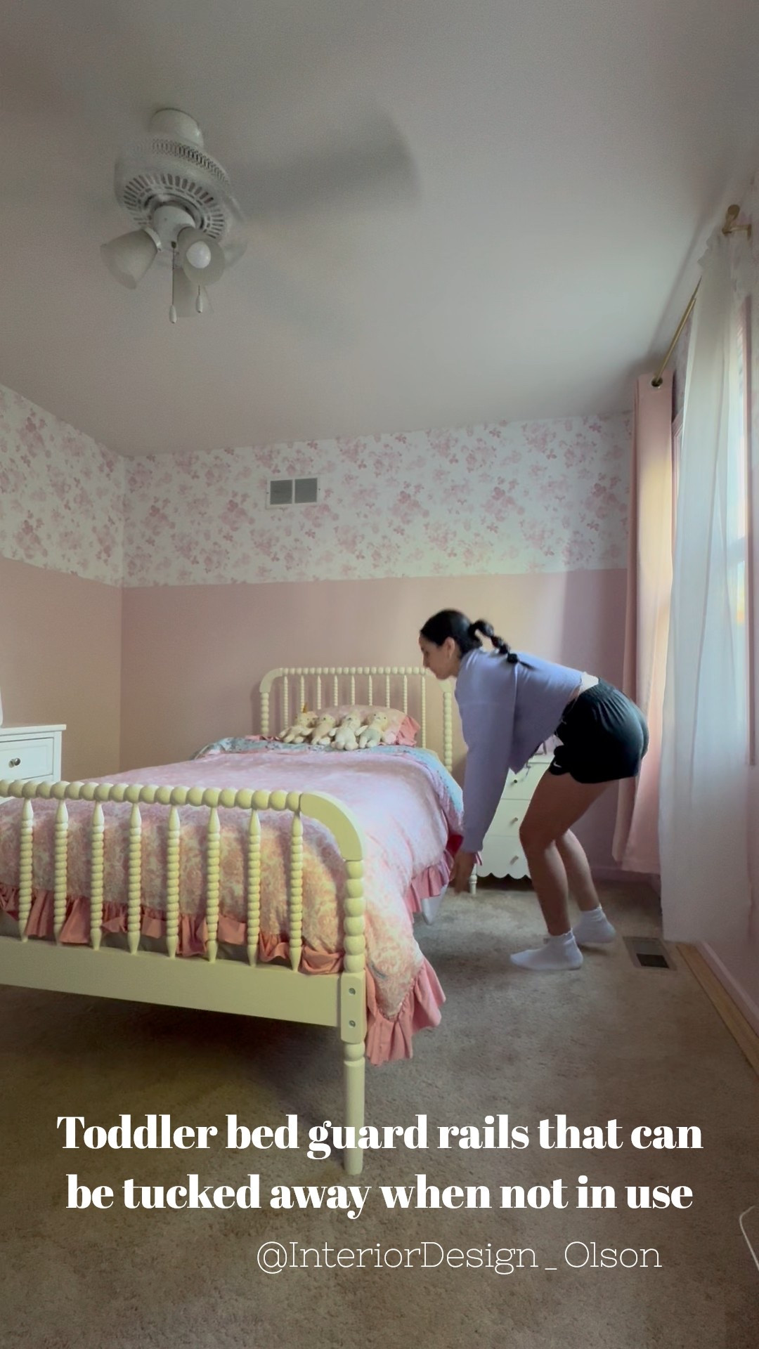 One of my favorite toddler bed finds! These guard rails have been a game changer for keeping my daughter safe at night—and the best part? They fold down when not in use, so they don’t mess with the room’s aesthetic. Super easy to install and so sleek compared to the bulky ones I’ve seen. Linked them here in case you’re in the toddler bed stage too! 🩷🤍🩷 #toddlerbed #momfinds #babyproofing #ltkhome #ltkfamily