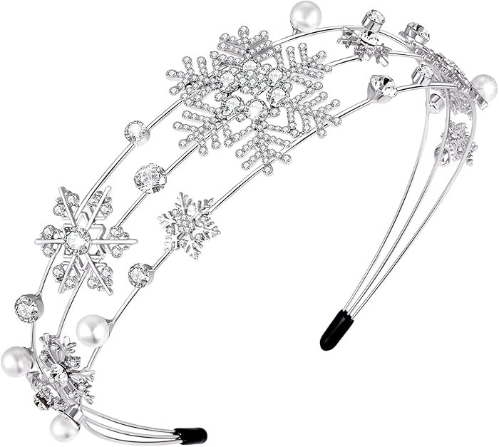 Christmas Headband Silver Snowflake Headband Pearl Christmas Party Headbands for Women Holiday Ha... | Amazon (US)