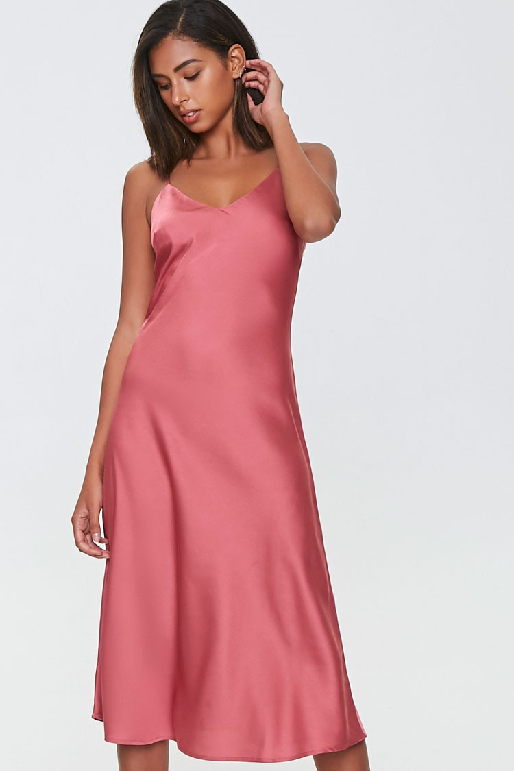 Satin Slip Dress in Berry Medium | Forever 21 (US)