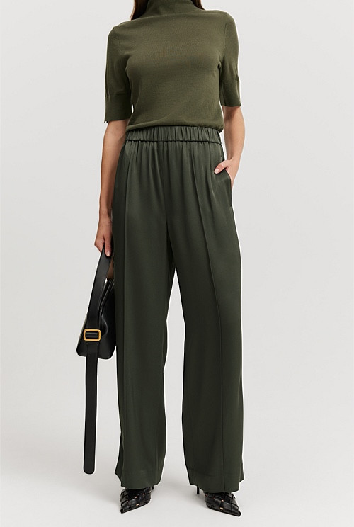 Satin Pull-On Pant | Country Road