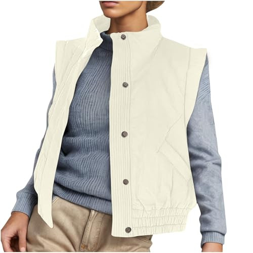 Womens Down Vest Today Only Deals Womens Puffer Vest Cropped Lightweight Button Quilted Vest Jacket Scrunch Sleeveless Padded Gilet Coat with Pockets | Amazon (US)