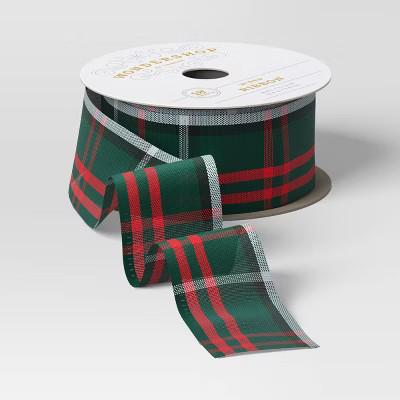 18' Christmas Legacy Luxe Premium Ribbon Green and Red Plaid - Wondershop™ | Target