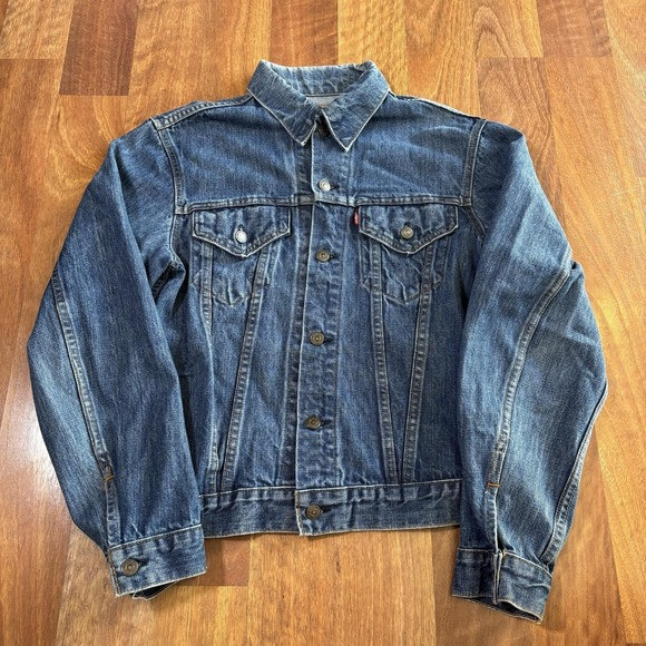 Vintage Levis Jacket Mens Medium Blue Denim Bomber Button Front Trucker Casual | Poshmark