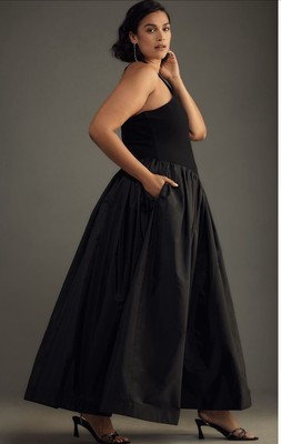 Anthropologie Maeve Maxi Dress Black Sleeveless Drop Waist Preppy Vacay XL NWT | eBay US