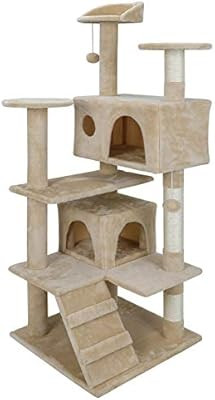 ZENY 53‘‘ Cat Tree with Sisal-Covered Scratching Posts and 2 Plush Rooms Cat Furniture for Ki... | Amazon (US)