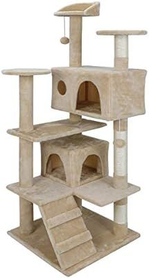 ZENY 53‘‘ Cat Tree with Sisal-Covered Scratching Posts and 2 Plush Rooms Cat Furniture for Ki... | Amazon (US)