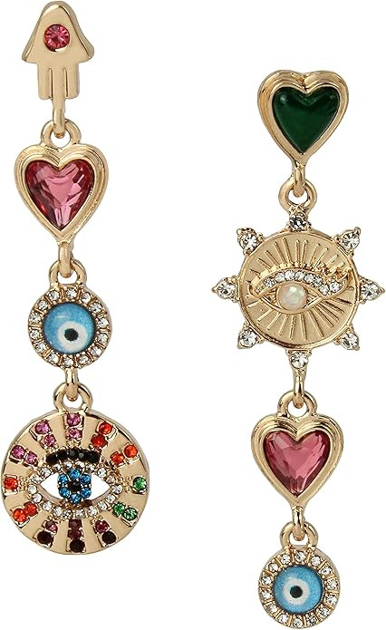 Betsey Johnson Womens Evil Eye Linear Earrings | Amazon (US)