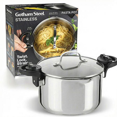 Gotham Steel 2-pc. Stainless Steel Tri-Ply Pasta Pot, One Size, Silver | JCPenney