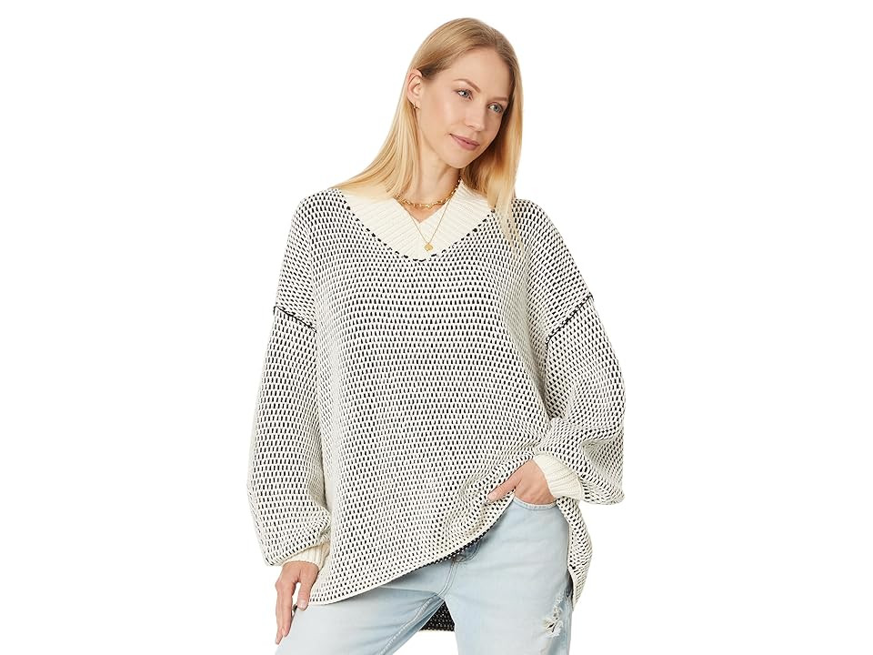 Free People Maisie Sweater (Ivory Black Combo) Women's Sweater | Zappos