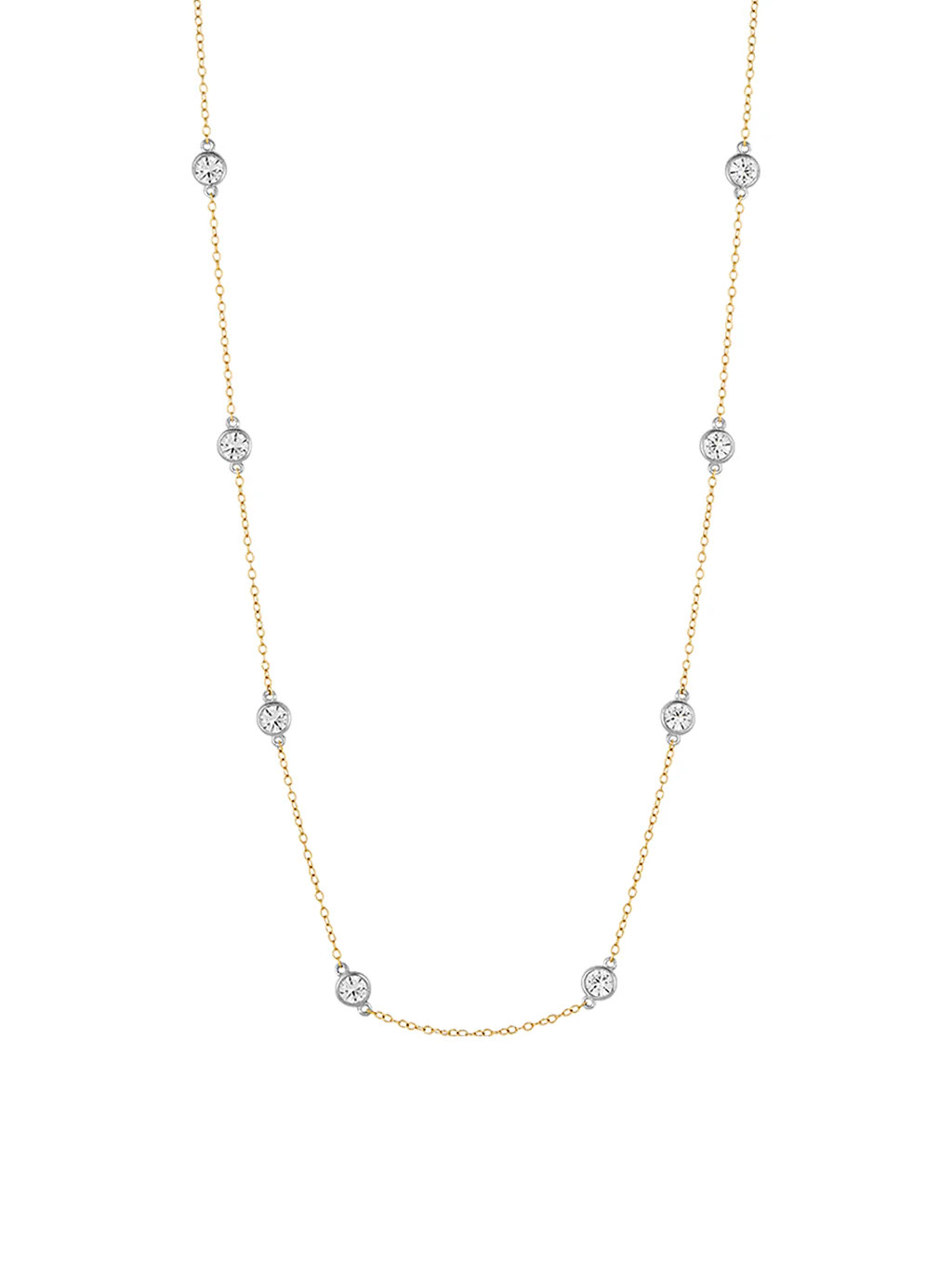 CLEMENCE, 8 STONE TWO-TONE STRAND NECKLACE, GOLD AND SILVER | Dorsey