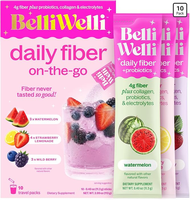 Belli Welli Daily Fiber Supplement Packets with Collagen, Probiotics & Electrolytes | Single Serv... | Amazon (US)